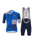 SANTINI Kurzarm Radtrikot und Shorts - DELTA OPTIC - Blau/Weiß