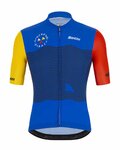 SANTINI Kurzarm Fahrradtrikot - NIBALI SQUALO - Rot/Blau/Gelb