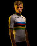 SANTINI Kurzarm Fahrradtrikot - UCI WORLD 100 GOLD - Regenbogen/Weiß