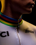 SANTINI Kurzarm Fahrradtrikot - UCI WORLD 100 GOLD - Regenbogen/Weiß