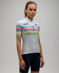 SANTINI Kurzarm Fahrradtrikot - UCI WORLD 100 LADY - Weiß/Regenbogen