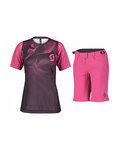 SCOTT Kurzarm Radtrikot und Shorts - TRAIL VERTIC LADY - Lila/Rosa