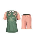 SCOTT Kurzarm Radtrikot und Shorts - TRAIL VERTIC LADY - Grün/Rosa
