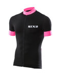 SIX2 Kurzarm Fahrradtrikot - BIKE3 STRIPES - Schwarz/Rosa