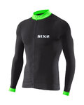 SIX2 Langarm Fahrradtrikot für den Sommer - BIKE4 STRIPES - Grün/Schwarz