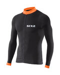 SIX2 Langarm Fahrradtrikot für den Sommer - BIKE4 STRIPES - Orange/Schwarz