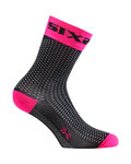 SIX2 Klassische Fahrradsocken - SHORT S - Schwarz/Rosa