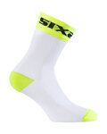SIX2 Klassische Fahrradsocken - WHITE SHORT - Weiß/Gelb