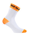 SIX2 Klassische Fahrradsocken - WHITE SHORT - Weiß/Orange