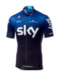 CASTELLI Kurzarm Fahrradtrikot - TEAM SKY FAN 2019  - Schwarz/Blau/Weiß