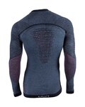 UYN Langarm Fahrrad-Shirt - FUSYON MERINO - Blau/bordeaux/Schwarz