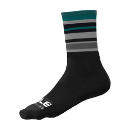 ALÉ Klassische Fahrradsocken - STRIPES - Schwarz/Grün