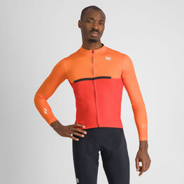 SPORTFUL Langarm Fahrradtrikot für den Winter - PISTA THERMAL - Rot/Orange