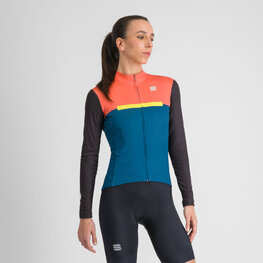 SPORTFUL Langarm Fahrradtrikot für den Winter - PISTA THERMAL W - Blau/Schwarz/Orange
