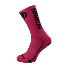 HAVEN Klassische Fahrradsocken - LITE SILVER NEO LONG 2PAK - Rosa/Schwarz