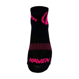 HAVEN Klassische Fahrradsocken - LITE SILVER NEO 2PAK - Schwarz/Rosa