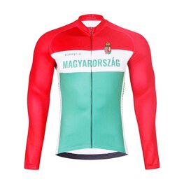 BONAVELO Langarm Fahrradtrikot für den Winter - HUNGARY WINTER - Rot/Grün