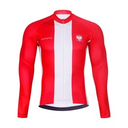 BONAVELO Langarm Fahrradtrikot für den Winter - POLAND WINTER - Rot/Weiß