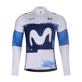 BONAVELO Langarm Fahrradtrikot für den Winter - MOVISTAR 2025 WINTER  - Weiß/Blau