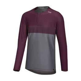 IXS Langarm Fahrradtrikot für den Sommer - FLOW XTG LS - bordeaux/Grau