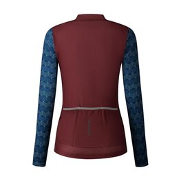 SHIMANO Langarm Fahrradtrikot für den Winter - KAEDE PRINTED LONG - bordeaux/Blau