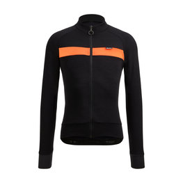 SANTINI Langarm Fahrradtrikot für den Winter - ADAPT WOOL  - Orange/Schwarz