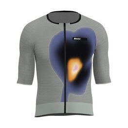 SANTINI Kurzarm Fahrradtrikot - AERO RACE - Grau/Blau