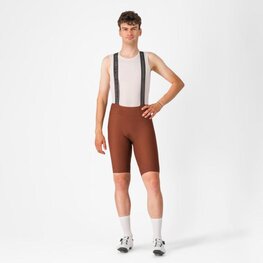 CASTELLI Kurze Fahrradhose mit Trägern - ESPRESSO - Rot