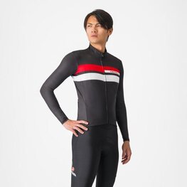 CASTELLI Langarm Fahrradtrikot für den Winter - LINEARE - Schwarz