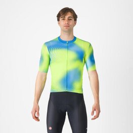 CASTELLI Kurzarm Fahrradtrikot - VORTICE - Blau/Gelb