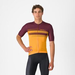 CASTELLI Kurzarm Fahrradtrikot - SIMBOLO - Gelb/bordeaux