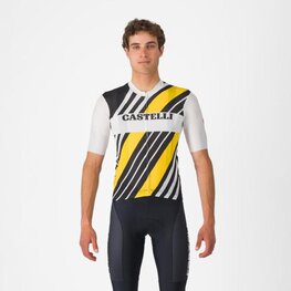 CASTELLI Kurzarm Fahrradtrikot - HERITAGE - Schwarz/Weiß/Gelb