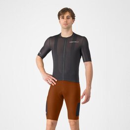 CASTELLI Kurze Fahrradhose mit Trägern - UNLIMITED ENDURANCE - Rot