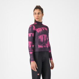 CASTELLI Langarm Fahrradtrikot für den Winter - BLUR THERMAL - Schwarz/Lila