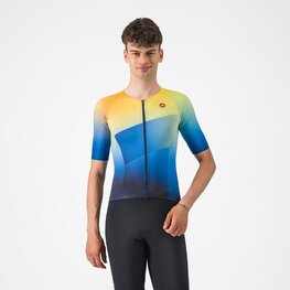 CASTELLI Kurzarm Fahrradtrikot - FREE SPEED 3 RACE TOP - Blau/Gelb