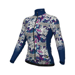 ALÉ Langarm Fahrradtrikot für den Winter - HIBISCUS PR-R - Blau/Weiß