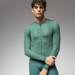 ALÉ Langarm Fahrradtrikot für den Sommer - COLOR BLOCK PRAGMA - Grün