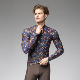 ALÉ Langarm Fahrradtrikot für den Winter - PRAGMA FLOWERY - Schwarz/mehrfarbig