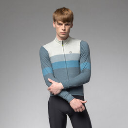 ALÉ Langarm Fahrradtrikot für den Winter - WOOL LINE - Blau/Grau