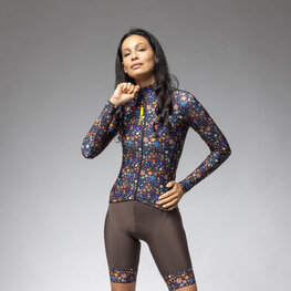 ALÉ Langarm Fahrradtrikot für den Winter - PRAGMA FLOWERY LADY - Blau/mehrfarbig