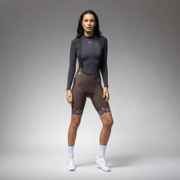 ALÉ Kurze Fahrradhose mit Trägern - PR-E HIKE - Braun