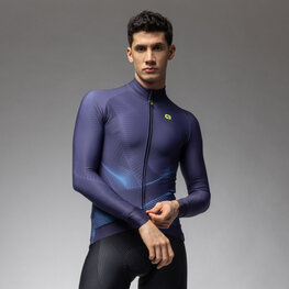 ALÉ Langarm Fahrradtrikot für den Winter - PRAGMA COSMIC - Blau