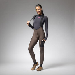 ALÉ Lange Fahrradhose mit Trägern - STONES CARGO 2.0 - Braun