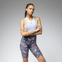 ALÉ Kurze Fahrradhose mit Trägern - PR-E MASTER GRAPHIC - Blau/mehrfarbig