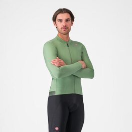 CASTELLI Langarm Fahrradtrikot für den Winter - ESPRESSO THERMAL - Hellgrün