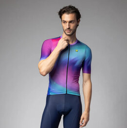 ALÉ Kurzarm Fahrradtrikot - AURORA PR-E - Rosa/Blau/Türkis