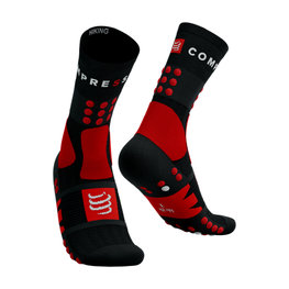 COMPRESSPORT Klassische Fahrradsocken - HIKING - Rot/Schwarz