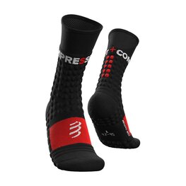 COMPRESSPORT Klassische Fahrradsocken - PRO RACING WINTER RUN - Schwarz/Rot
