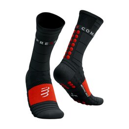 COMPRESSPORT Klassische Fahrradsocken - PRO RACING WINTER RUN - Schwarz/Rot