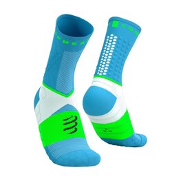 COMPRESSPORT Klassische Fahrradsocken - ULTRA TRAIL SOCKS V2.0 - Blau/Grün